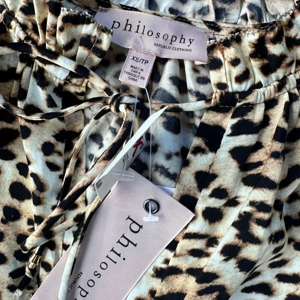 🎉5 for $45🎉 NWT Philosophy top blouse shirt size XS animal print - Picture 9 of 11